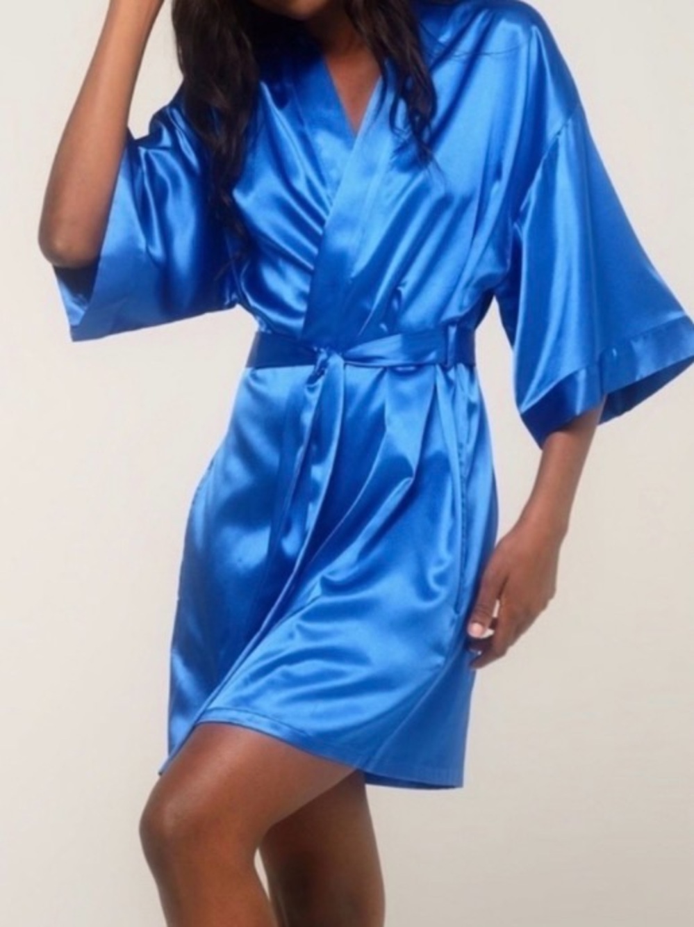Victoria’s Secret Silky Blue Women's Robe with Waist Tie